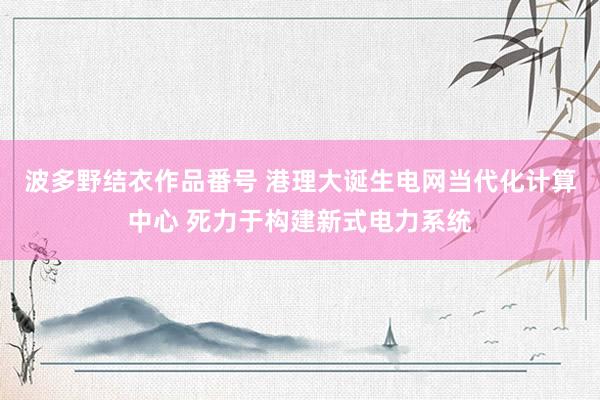 波多野结衣作品番号 港理大诞生电网当代化计算中心 死力于构建新式电力系统