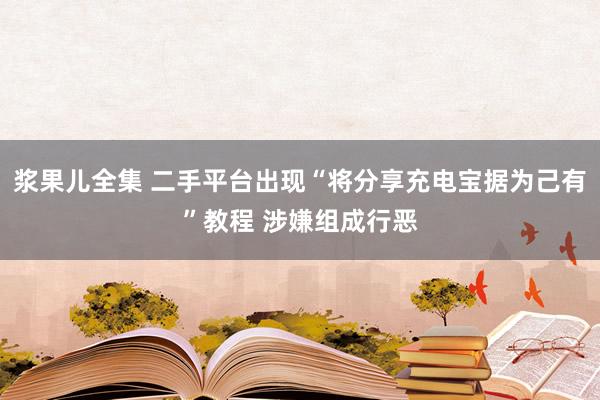 浆果儿全集 二手平台出现“将分享充电宝据为己有”教程 涉嫌组成行恶