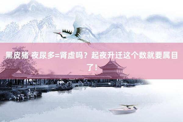 黑皮猪 夜尿多=肾虚吗？起夜升迁这个数就要属目了！