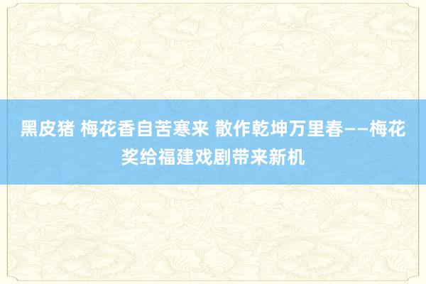 黑皮猪 梅花香自苦寒来 散作乾坤万里春——梅花奖给福建戏剧带来新机