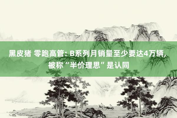 黑皮猪 零跑高管: B系列月销量至少要达4万辆， 被称“半价理思”是认同
