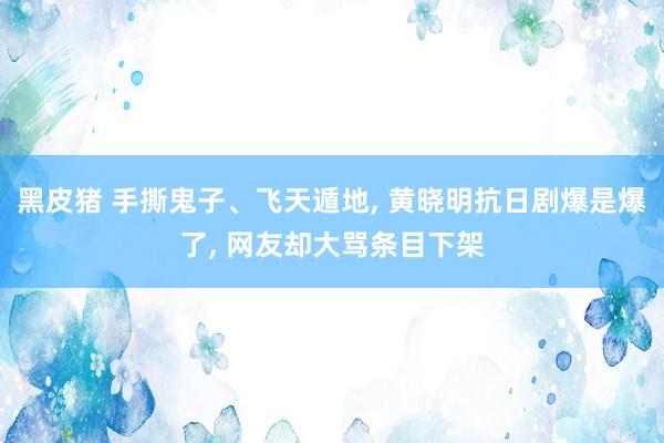 黑皮猪 手撕鬼子、飞天遁地， 黄晓明抗日剧爆是爆了， 网友却大骂条目下架
